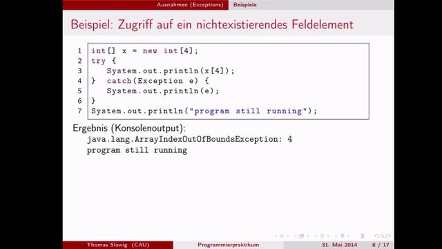 Programmerpraktikum Java Lerneinheit 16: Ausnahmebehandlung смотреть онлайн