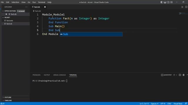 HOW TO FIND FACTORIAL USING RECURSIVE FUNCTION IN VB.NET