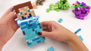 Делаем Героев Майнкрафт с Мини Магнитными Кубиками | Учим Цвета с Магнитным Конструктором