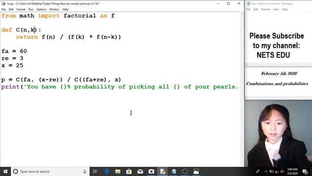 Math, Python Series 25 - Probabilities and Combinations 计算概率 组合