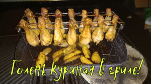Голень куриная в газовом гриле! #семейкаблохиных, #гриль