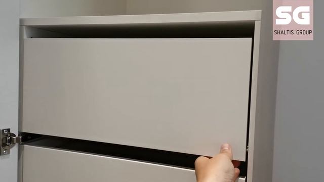 Современный  распашной шкаф под потолок с интегрированными ручками МДФ в пленке