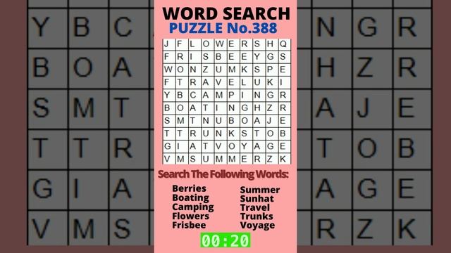 Word Search Puzzle #388 | Summer | Level: Moderate | #shorts #puzzle #summer