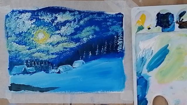 Простое рисование для начинающих Гуашь Пейзаж Рисуем с Любовью Draw with Love