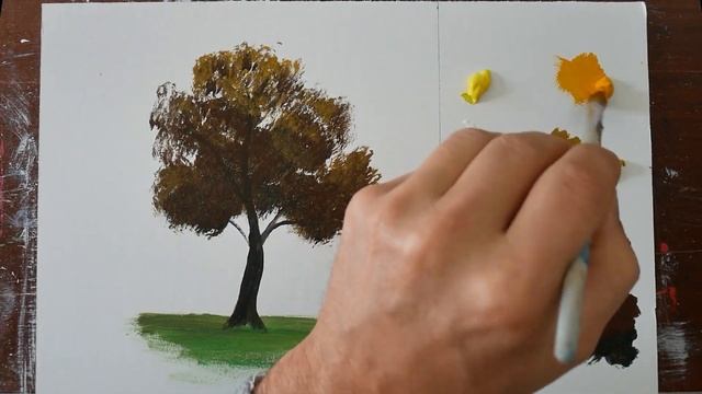 Я учусь рисовать дерево акриловыми красками Как рисовать дерево акриловыми красками ART PAINTING смотреть онлайн