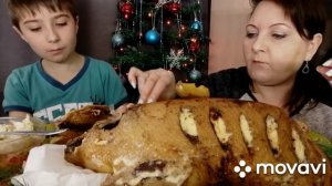 Мукбанг. Утка запечённая с яблоками и мандаринами