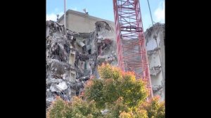 New Albany Indiana building demolition - Riverview Towers - wrecking ball destruction collapse