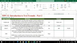 Excel TIPS 12: Introduction to Text Formula - Part 2