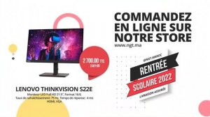 Ecran PC Bureau LENOVO THINKVISION S22E 21.5 Pouces au Maroc