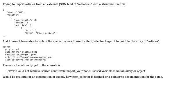 Drupal: How to identify item_selector for Migrate API JSON imports? смотреть онлайн