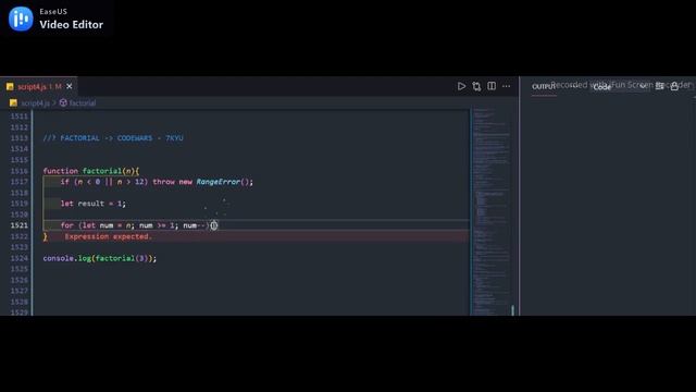 Factorial - CODEWARS - 7kyu - (JavaScript)
