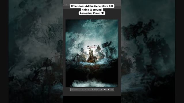 Photoshop Ai completes: Assassins Creed 3 Cover Art Generative Fill