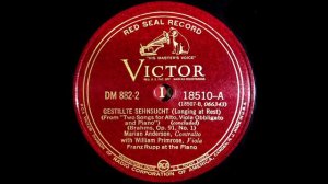 MARIAN ANDERSON - BRAHMS    Two Songs for Alto, Viola Obbligate an