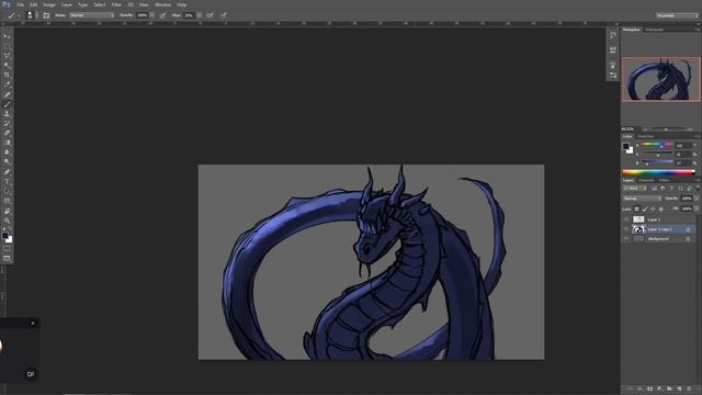 Рисуем дракона в Adobe Photoshop | цифровое рисование на графическом планшете
