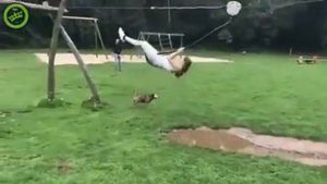 ДЕВУШКА УПАЛА В ГРЯЗЬ, КАТАЯСЬ НА КАНАТЕ