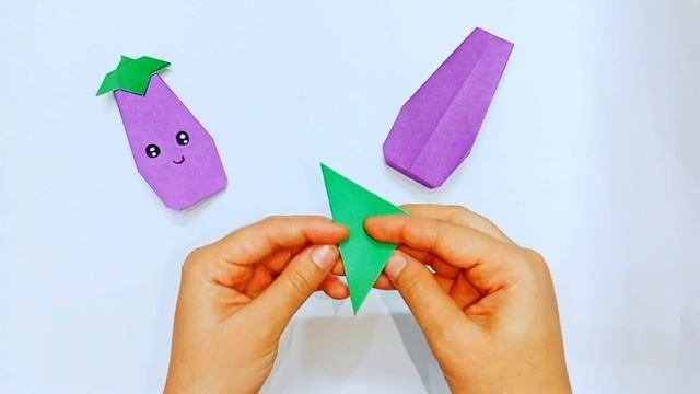 How To Make Origami Paper Eggplant ( Brinjal ) , Paper Craft Easy, Origami Paper Craft