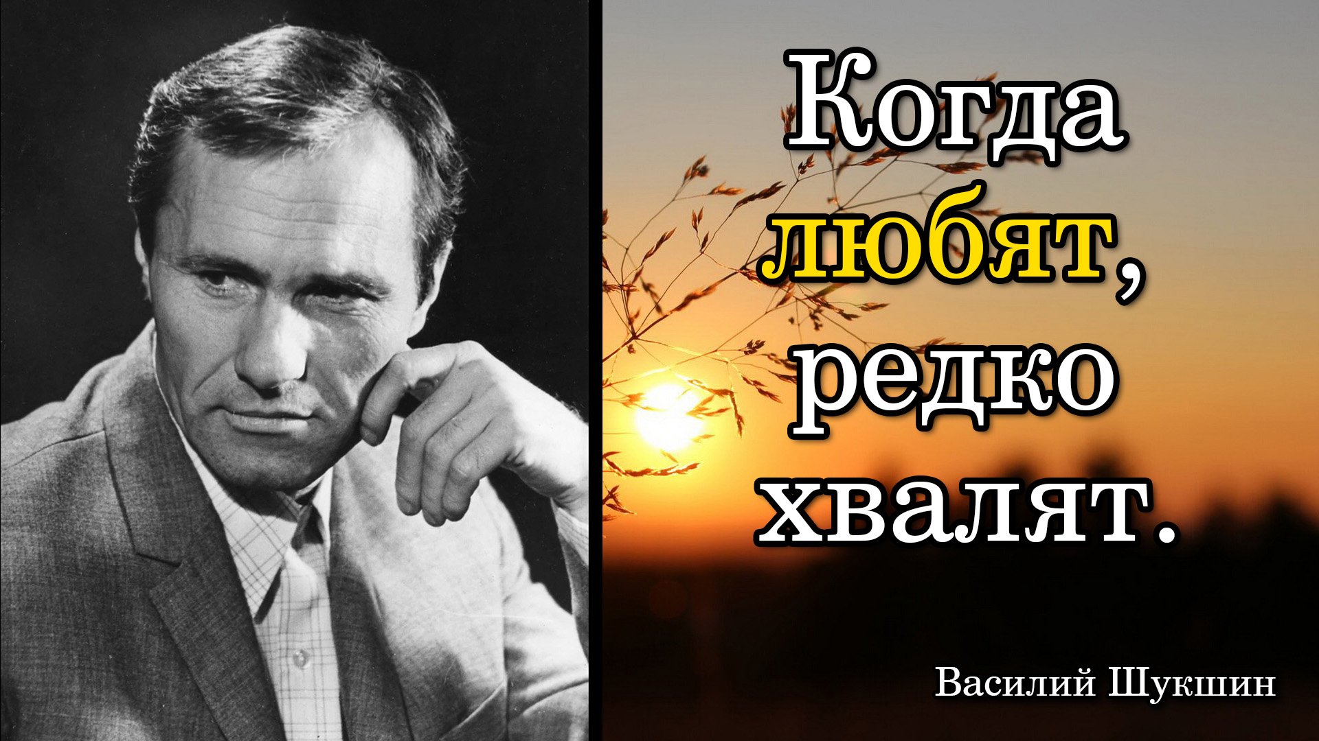 Василий Шукшин. Когда любят, редко хвалят.