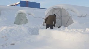 Испытание теплиц. Теплицы "Универсал"  под плёнкой "Светлица" после снежного циклона. Выдержат?!