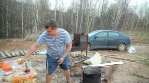 Узбекский плов на костре в казане из кролика