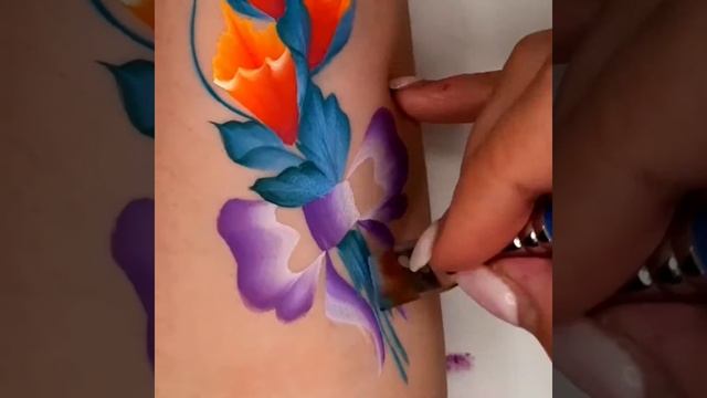 Facepaint tutorial  flowers, уроки аквагрима цветы