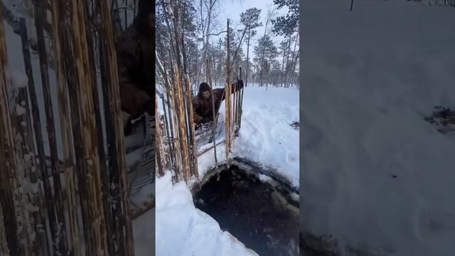 Рыбалка на мордушку🐟 как добывается строганина🔪 рыбалка на севере в -40 ❄️ ПОДПИШИСЬ 🤝