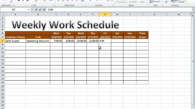Exercise 7  Excel Practice Book  How To Make Weekly Work Schedule In Ms Excel