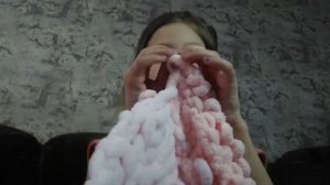 Как научиться быстро плести из пряжи пуффи  плед