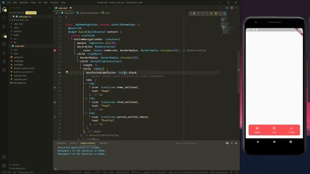 Custom Bottom Navigation Bar With Animation in Flutter | Flutter UI Tutorials | code