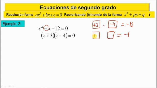 Ecuaciones de segundo grado - Resolución forma ax2+bx+c=0 - Factorizando смотреть онлайн