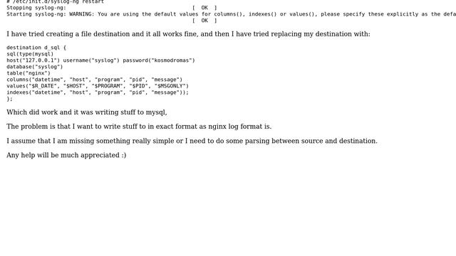 DevOps & SysAdmins: syslog-ng and nginx logs to mysql смотреть онлайн