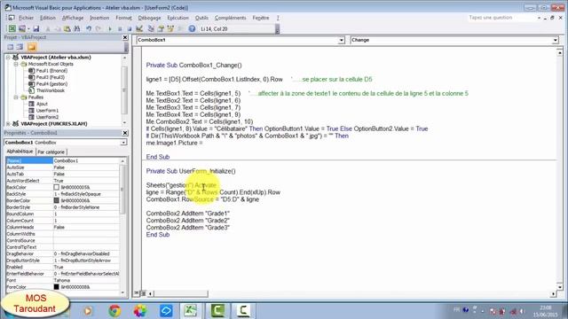 Excel VBA Userform : Atelier Userform