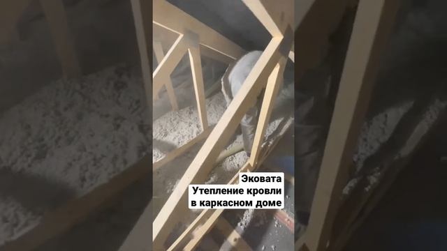 ЭКОВАТА утепление кровли. #каркасник #каркасныйдом #такаястройка #дом500