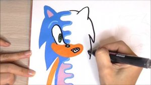 Drawing Sonic and Sonic.exe Fusion Effect with Posca Markers!