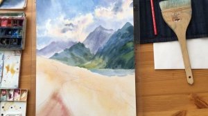 Рисуем акварелью: горы, облака