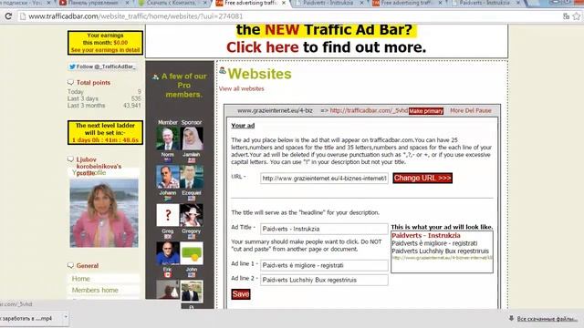 Раскрутка сайта бесплатно на Trafficadbar. Бесплатный трафик сайтов.