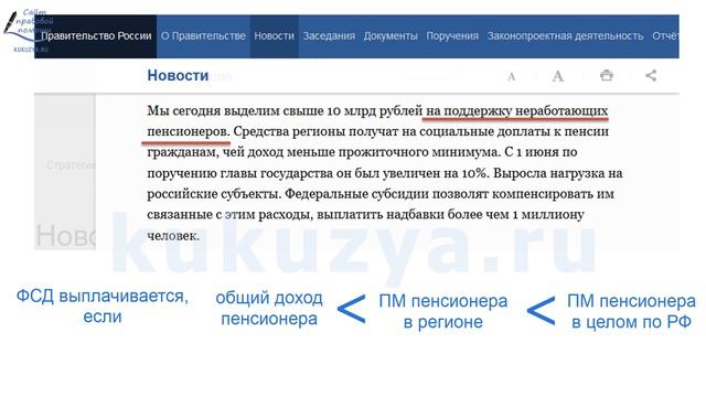 Правительство выделит свыше 10 млрд рублей на поддержку неработающих пенсионеров