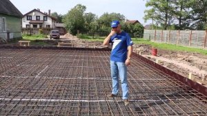 Монолитная фундаментная плита 300 мм под дом из газобетона. Дренаж. Цена. "СВ-Фундамент"