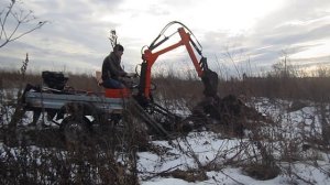 Прицепной мини экскаватор складной