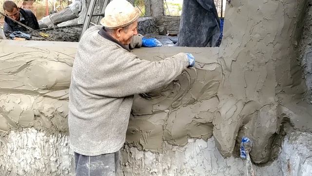 Изготовление старого дерева из цемента. Оформляем пристройку к дому. смотреть онлайн