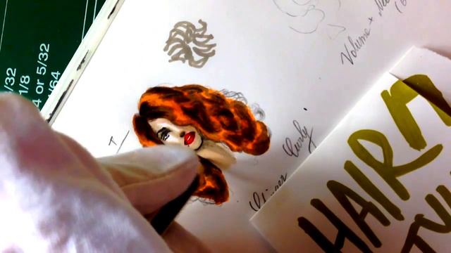 UPDO, CURLY GINGER HAIR, NEON HAIR | Fashion Drawing смотреть онлайн