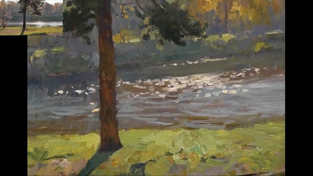 Азбука рисования. Осень пленэр. "Сосна и пруд", Часть 2.