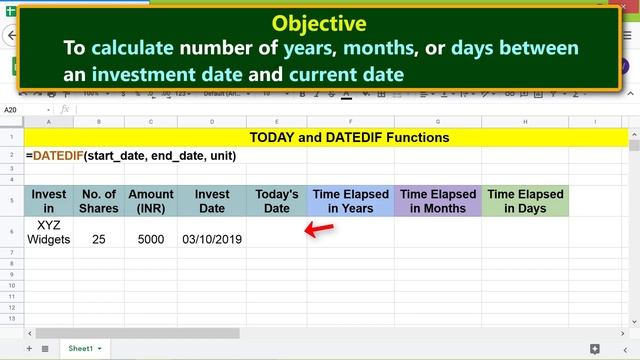 Google Sheets TODAY Function | DATEDIF Function | How to Use TODAY and DATEDIF смотреть онлайн