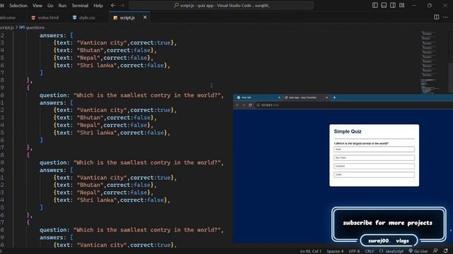 Quiz website using HTML, CSS and JavaScript | #html  #htmlcss #collegeproject #suraj00_vlogs