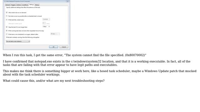 Almost All Scheduled Tasks Fail: The system cannot find the file specified. (0x80070002) смотреть онлайн