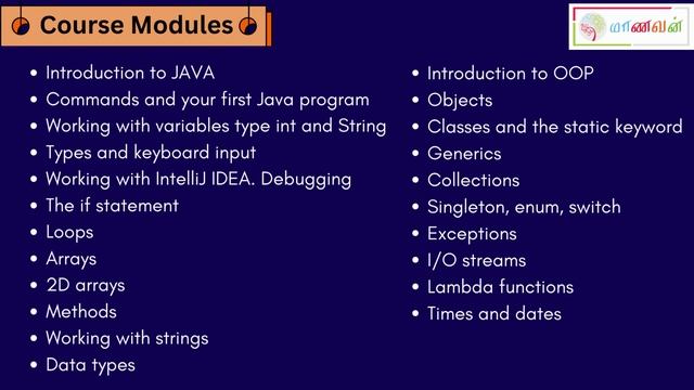 Java Masterclass in Tamil | Java Full Stack Developer Training | Online Class