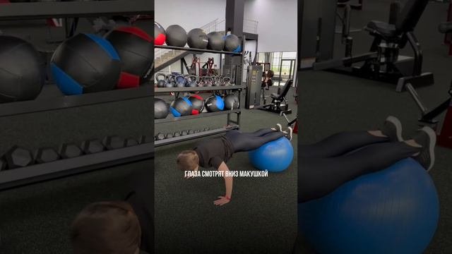 Отжимания и подтягивание колен с фитбола