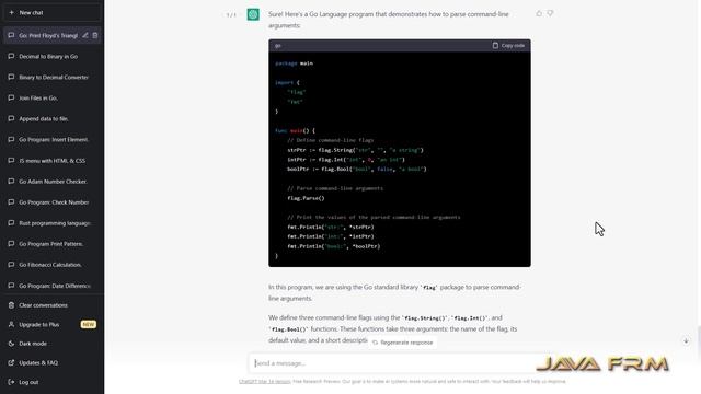 Commandline arguments parsing program in Golang 1.20
