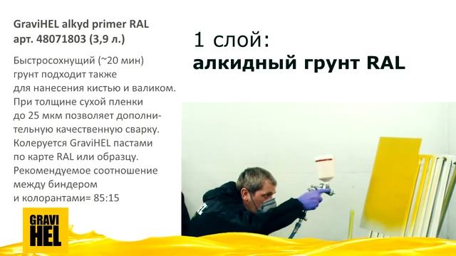 Gravihel алкидный грунт RAL и полиуретановая эмаль на биндере 420 смотреть онлайн