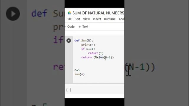 Find the Sum of N Natural Numbers using Recursion in Python #pythonprogramming #pythonforbeginners