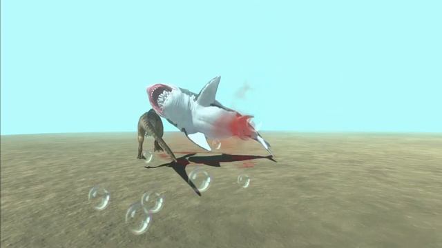Megalodon vs. Carcharodontosaurus _ Who is stronger Animal Revolt Battle Simulat